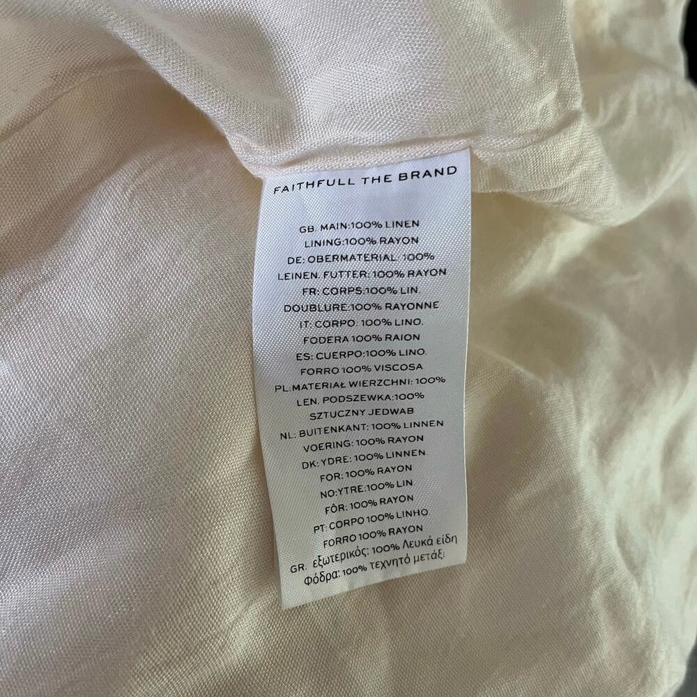 Faithfull the Brand White Cut Out 100% Linen Mini Dress Wmns XL Minimalist - Picture 7 of 8